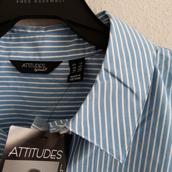 Attitudes by Renee Petite Woven Button Front Shirt Pleated Cuffs-Size PL a657904 - Picture 3 of 5